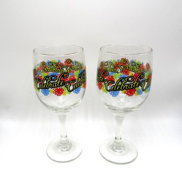 CELEBRATE wine glasses bright graphics 10 ounces - Birthday, Anniversary or ?? - Picture 6 of 6